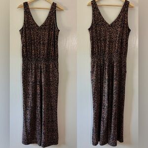 Pact Womens Organic Cotton Abstract Print Wide Leg Jumpsuit Sustainable Sz Small